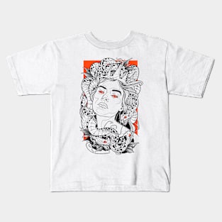 Neo-Traditional Medusa Portrait Kids T-Shirt